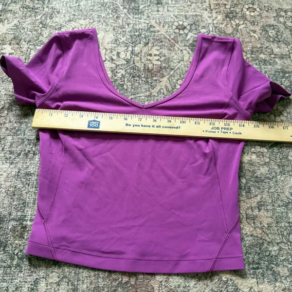 Lululemon Align T-Shirt Purple W3FGSS V-Neck Scoop Back Crop Top Slim Fit Size 4 - Image 7