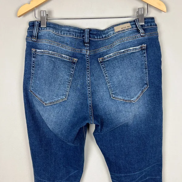 Miss Me Boot Jeans Womens 32 Blue Medium Wash Stretch Denim Whiskering NO‎ Bling - Image 8