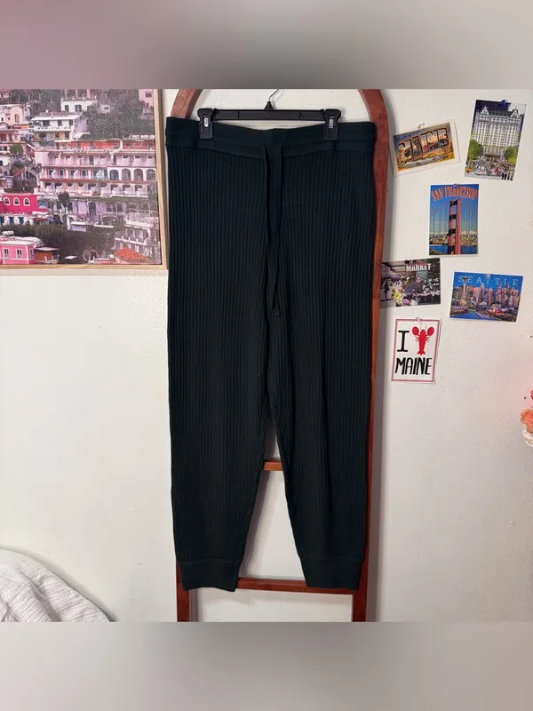 Spiritual Gangster Luxe Essential Rib Joggers Dark Green - Image 3