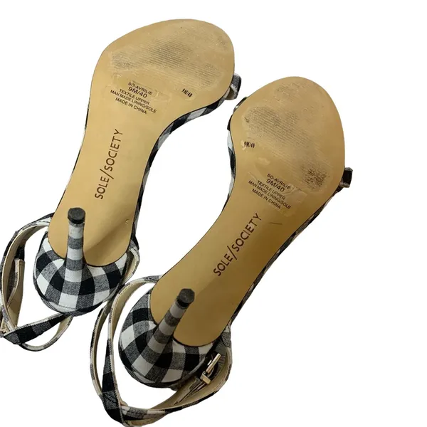 Sole Society Avrilie gingham‎ knot strappy heels - Image 4