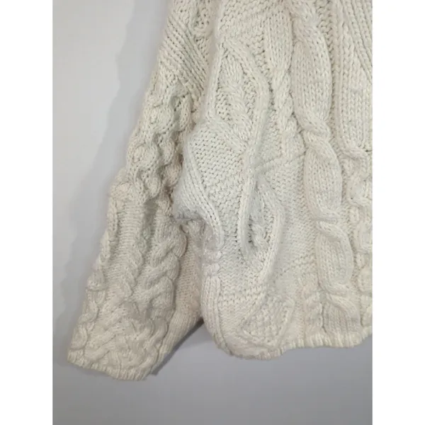 Zara Wool Blend Chunky Cream Button Down Oversized Cozy Cardigan Women's‎ Medium - Image 3