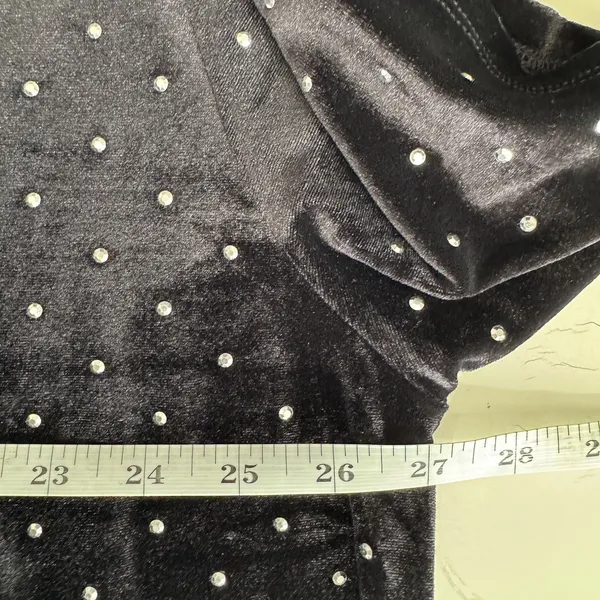 H&M Velvet Rhinestone Dress Women’s XXL Black Short Sleeve Mini Holiday Party - Image 10