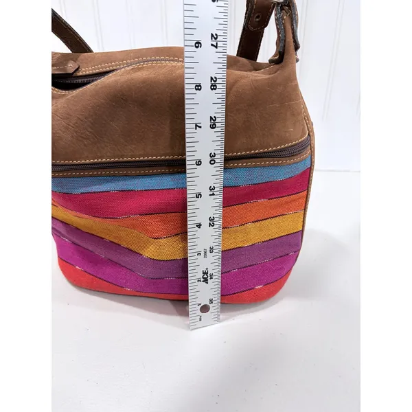 Cedano Guatemala Woven Stripe Leather Crossbody Bag‎ Boho Artisan Color - Image 13