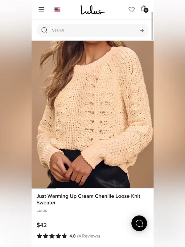 Lulus Just Warming Up Cream Chenille Loose Knit Sweater Size XS - Image 3