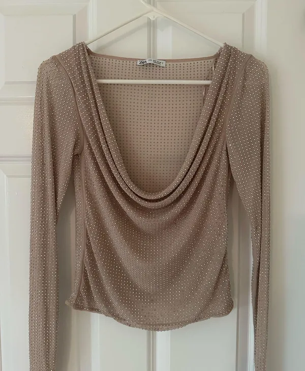 ZARA Rhinestone Tulle Shirt - Image 2