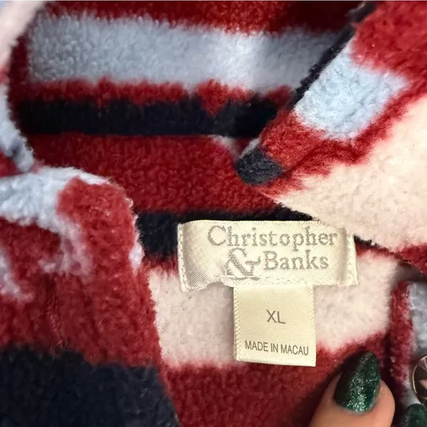 Christopher & Banks Americana‎ Western Patriotic Fleece Vest Button Down Red XL - Image 6