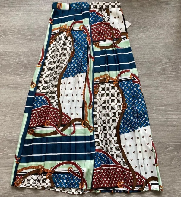 ZARA Multicolored Printed Pleated Midi Skirt - Image 4