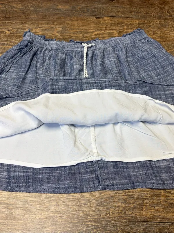 Abercrombie & Fitch Mini Skirt Blue Chambray Womens Medium Lined Elastic Waist - Image 6