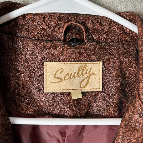 Scully Faux Leather Biker Jacket Brown Vintage Style Size Small Biker Babe Brown - Image 6