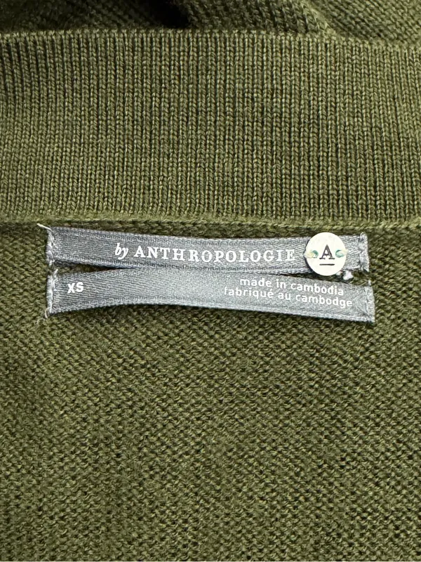 Anthropologie Gabby Long Sleeve Cropped Wool Blend Sweater Green Women’s XS - Image 3