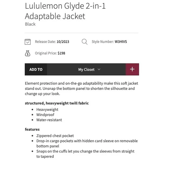 Lululemon Glyde 2-in-1 Adaptable Jacket Black Convertible Utility Size M W3HIVS - Image 7