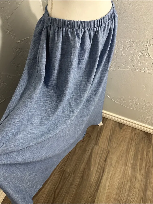 Blu Pepper Light Blue Maxi Skirt with Elastic Waist - Image 6