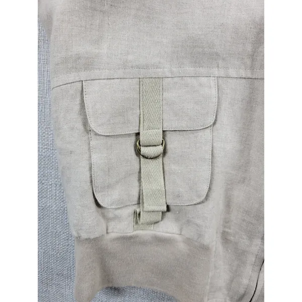 Richard Malcolm Womens Bomber Jacket Size S Cream Linen Zip Up Utility Cargo - Image 11
