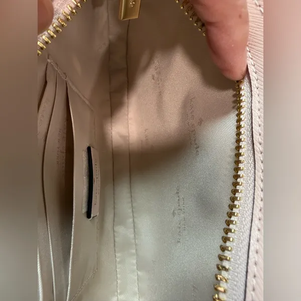 kate spade Pink Madison Heart Studs Pouch Gold Chain Strap Powdered Sugar NWT - Image 11