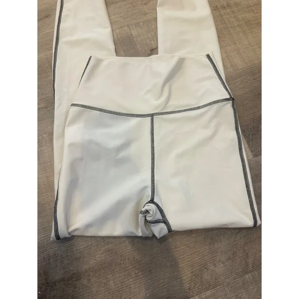 WeWoreWhat High-Rise Contrast Stitch Leggings - Cream/Black‎ - Size S - Image 2