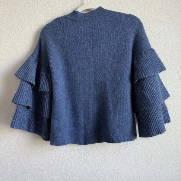 Gianni Bini Women’s Small Blue‎ Angora Blend Ruffle Tiered Bell Sleeves Sweater - Image 3