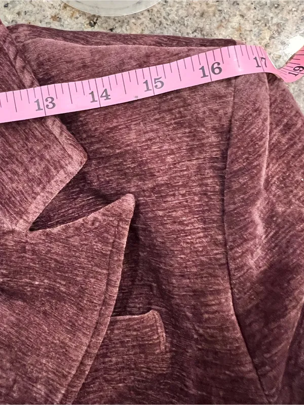 Commense Retro Velvet Blazer XS Fuchsia Mauve Double Breasted Long Sleeve Jacket - Image 8