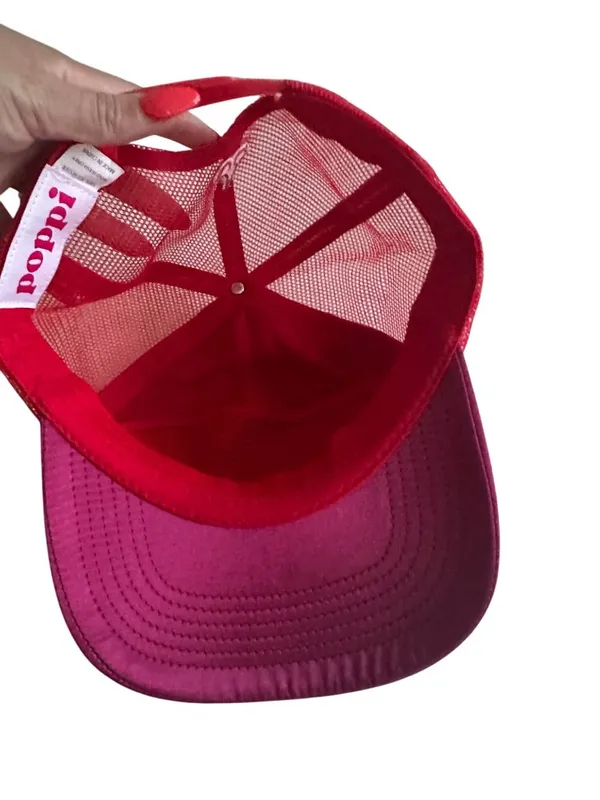 POPPI Pink Red Mesh Trucker Hat Cap NEW without tags - Image 6