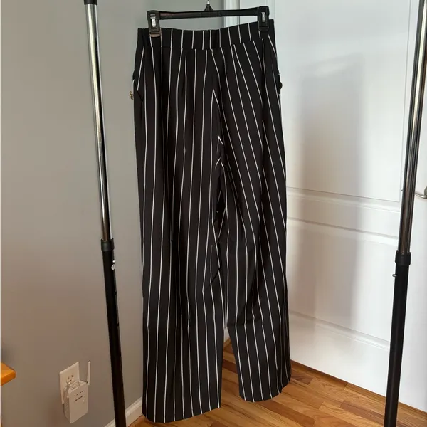 Black and white striped high waisted pants - Image 2