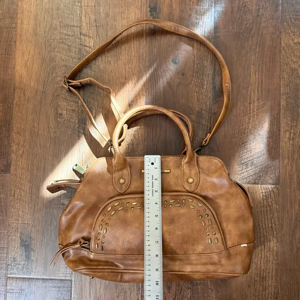 STEVE MADDEN brown top handle purse with detachable crossbody strap - Image 9