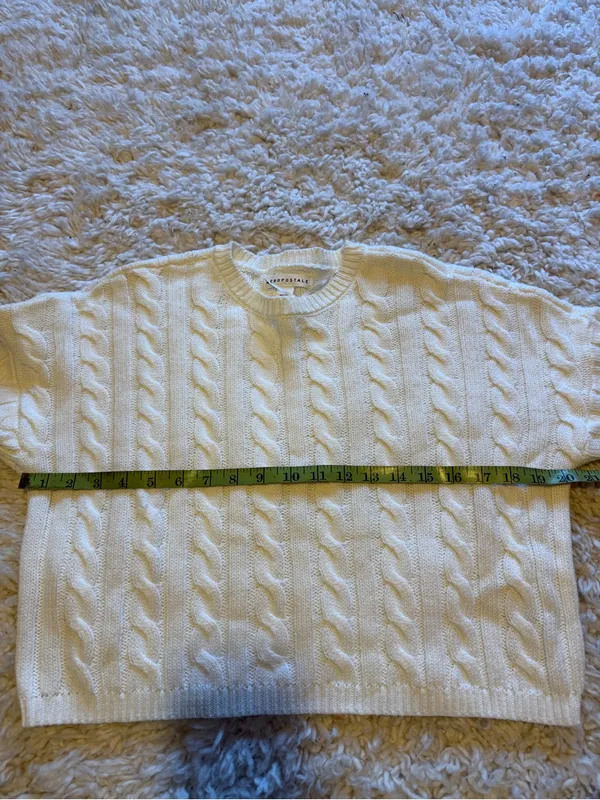 Aeropostale Cable Knit Cropped Sweater - White - Image 3