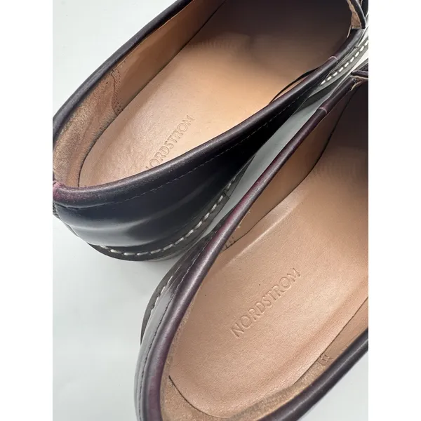 Nordstrom Notorie Burgundy Leather Chunky Platform Loafers Size 8.5 - Image 8