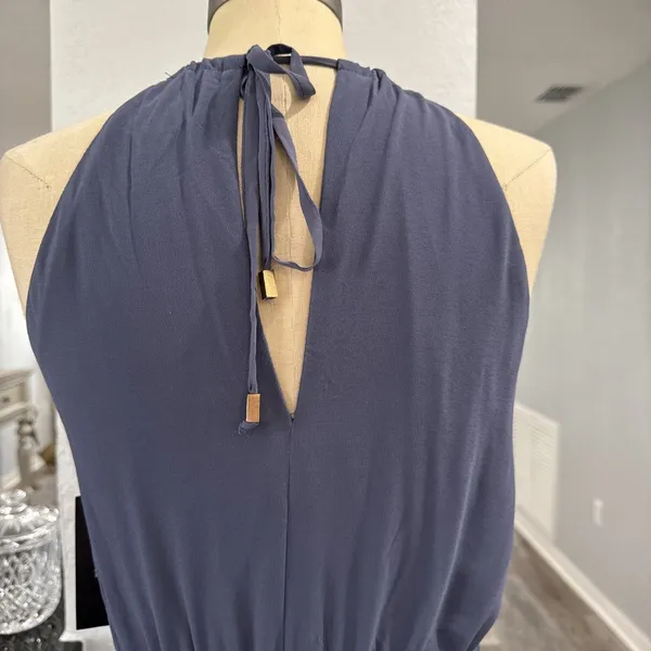 Lulus Halter Neck Blue Maxi Gown Formal Dress Evening Prom Party Dress Large - Image 7