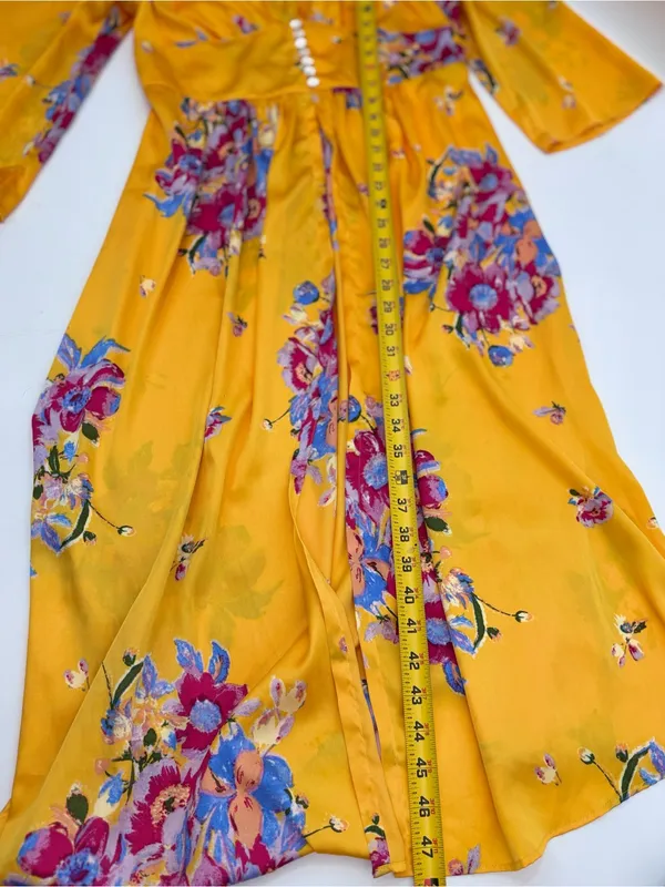 Free People Yellow Floral Maxi Duster - Image 9