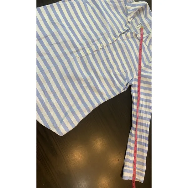 Old Navy Top Womens Medium Blue Striped Oxford‎ Popover Tunic Coastal Preppy - Image 13