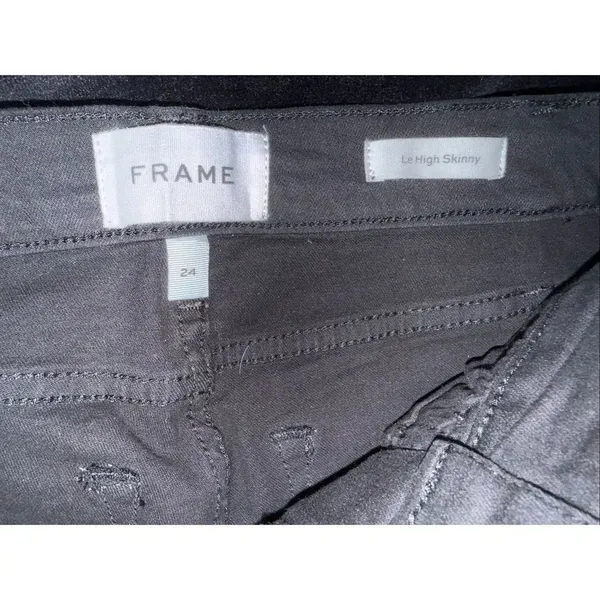 Frame Le High Skinny Black Denim Jeans Cotton Blend Non Ripped size 24 #765 - Image 8