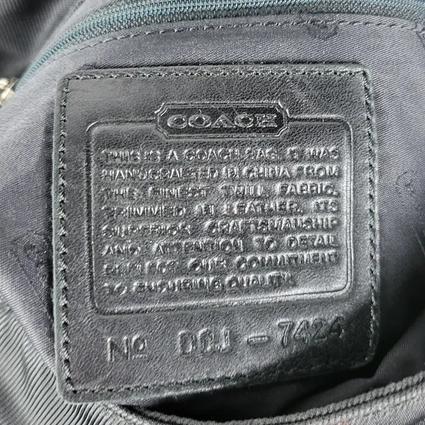 Vintage Coach Mercer 7424 Women Shoulder Bag Black Nylon Leather Twill Flap - Image 6