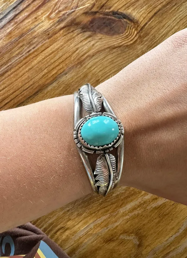 Genuine Silver Turquoise Cuff - Image 2