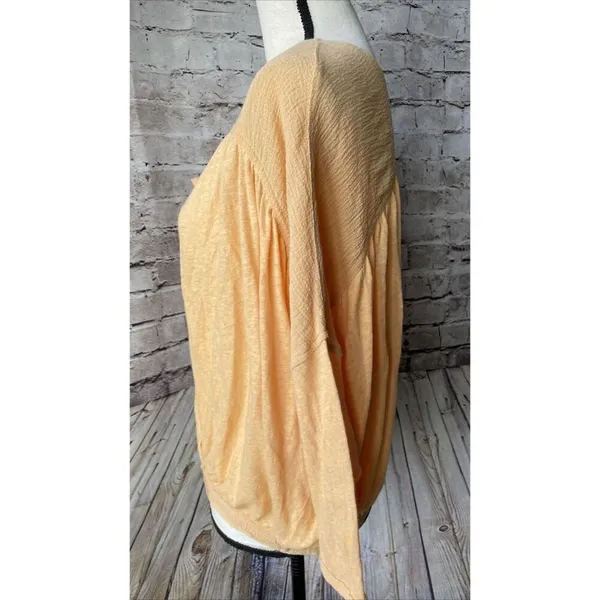 Free People Womens Shirt Sz S‎ Double Knot Peach Crop Top 3/4 Sleeve Open Front - Image 5