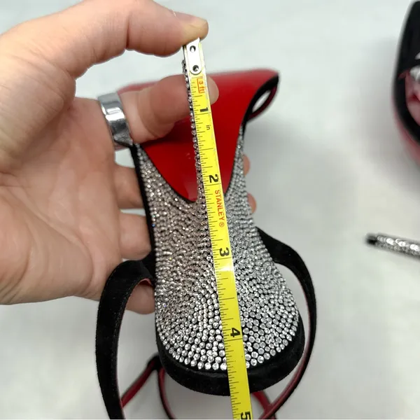 Christian Louboutin Arch Queen Strass Suede Stiletto Sandal Heels Sexy Black 38 - Image 16