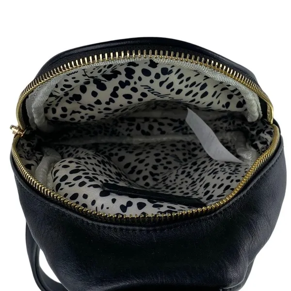 Anthropologie Mali + Lili Gwen Black Faux Leather Vegan Sherpa Sling Bag Handbag - Image 5