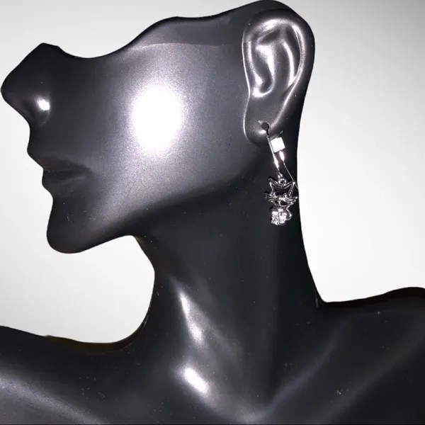 Cute silver little kitty cat earrings Silver - Image 4