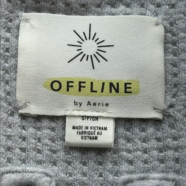 OFFLINE by Aerie Gray Waffle Knit Henley Long Sleeve Shirt S - Image 2