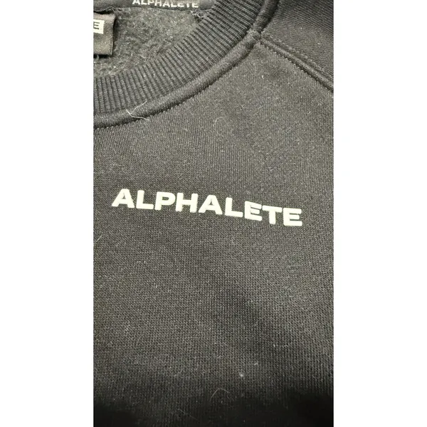 Alphalete Women Black Cropped Sweatshirt Logo Raglan Fleece XS 4707 - Image 3