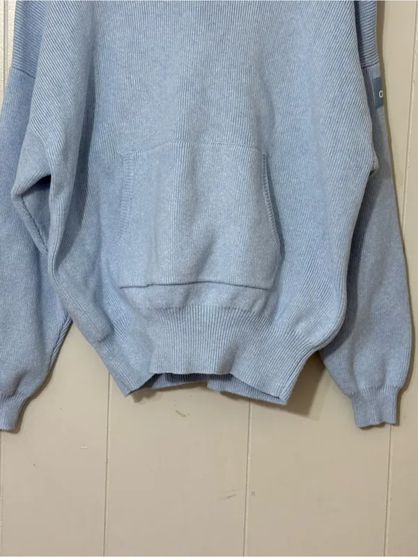 Alo Yoga Scholar Hooded Sweater Blue XS Oversized Ribbed Knit Hoodie - Image 4