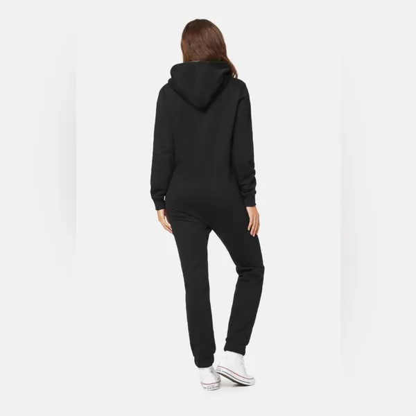 Onepiece Black Hooded Jumpsuit with Logo Patch‎ Size XS EUC - Image 2