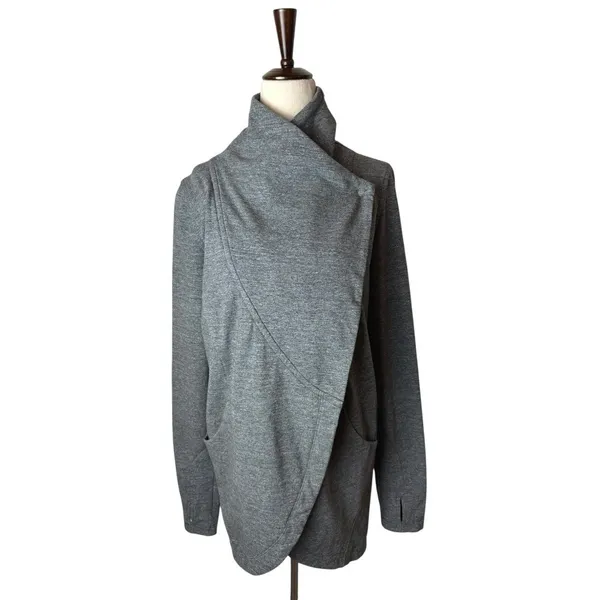 Lululemon‎ Jacket Women 6 Gray Thats A Wrap Heathered Snow Slub Cardigan Jacket - Image 3