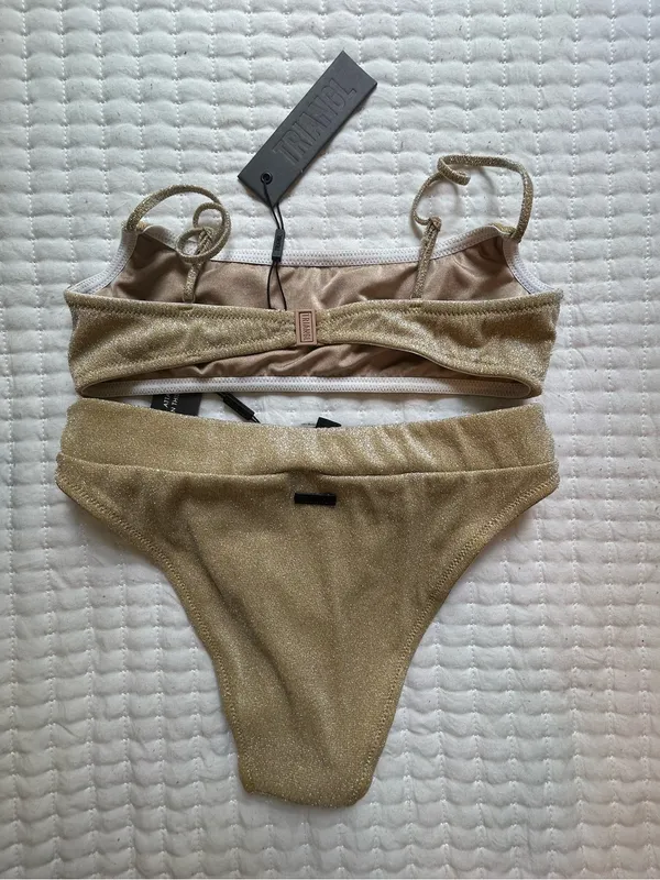 NWT Triangl Gold Shimmer Bikini Set Size Medium - Image 2