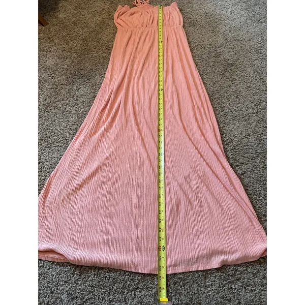 Ces Femme Coral Sleeveless‎ Maxi Dress Goddess Style Large Beach Resort Vacation - Image 9