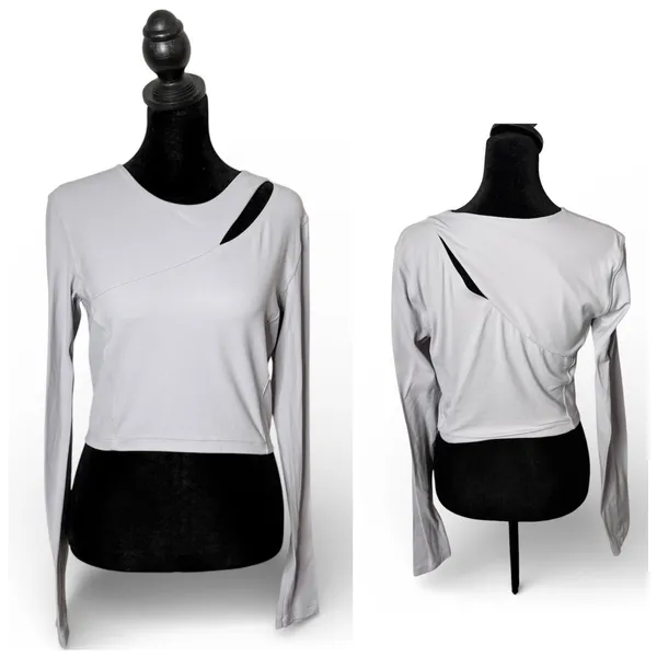lululemon Aligned Angles Long Sleeve Crop Top Womens 6 8 Cut Out Workout - Image 2