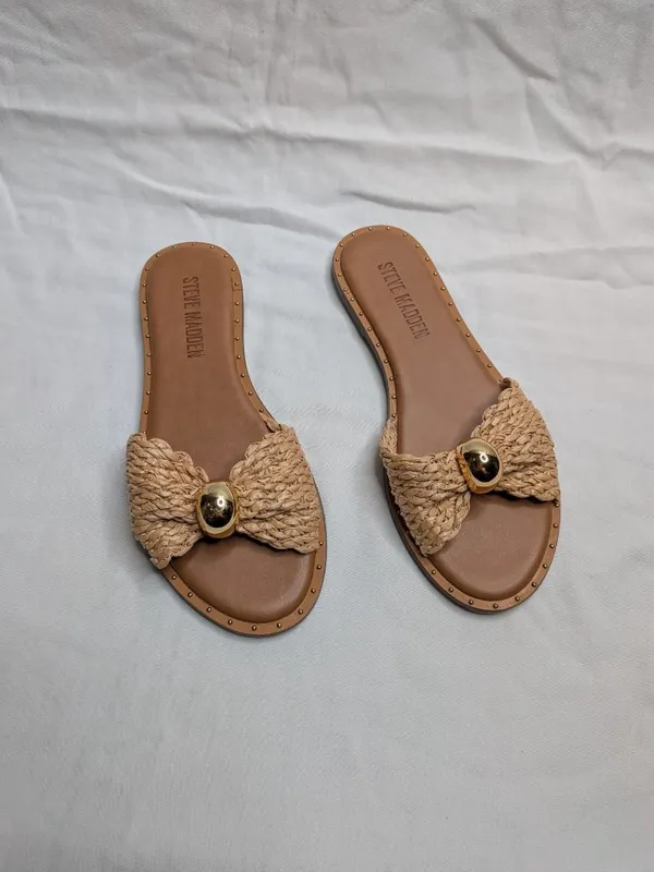 Steve Madden Women's Dipsy Raffia Slide Open Toe Sandals Size 6 - Image 7