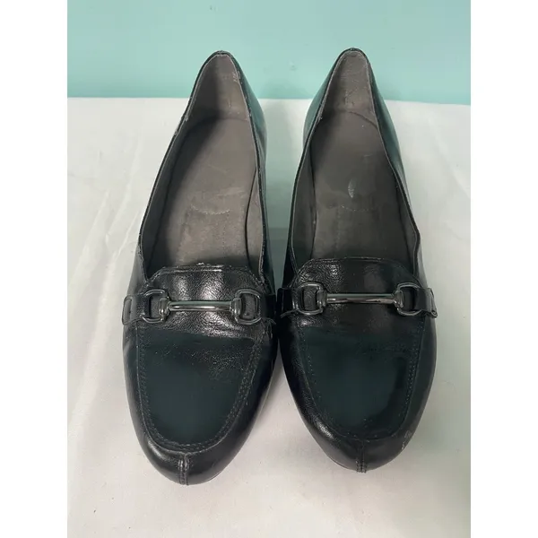 A2 Aerosoles Size 9 Black Leather Womens Shoes‎ Slip on S-438 - Image 2