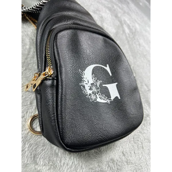 Black Monogram G Mini Backpack Sling Bag Hidden Zipper Compact Travel Pack Chic - Image 4
