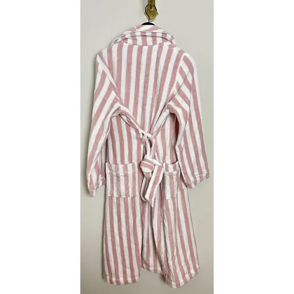NORDSTROM Stripe Hydrocotton Terry Robe in Pink Peachskin White Stripe Large - Image 6