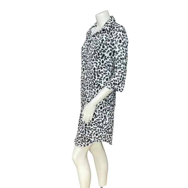 The Limited‎ Shirt Dress Women XS Black White NO BELT Abstract Print 3/4 Sleeve - Image 3