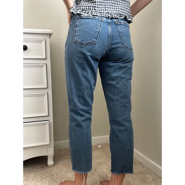 Abercrombie & Fitch‎ Curve Love The Mom Jeans High Rise Button Fly Raw Hem 25 0S - Image 2